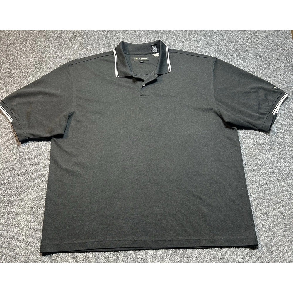 Wedge Black Pinstripe Golf Shirt Size XXL Men's Short Sleeve